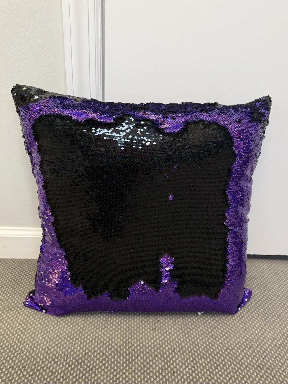 Flip Sequin Decorative Pillow - Purple and Black